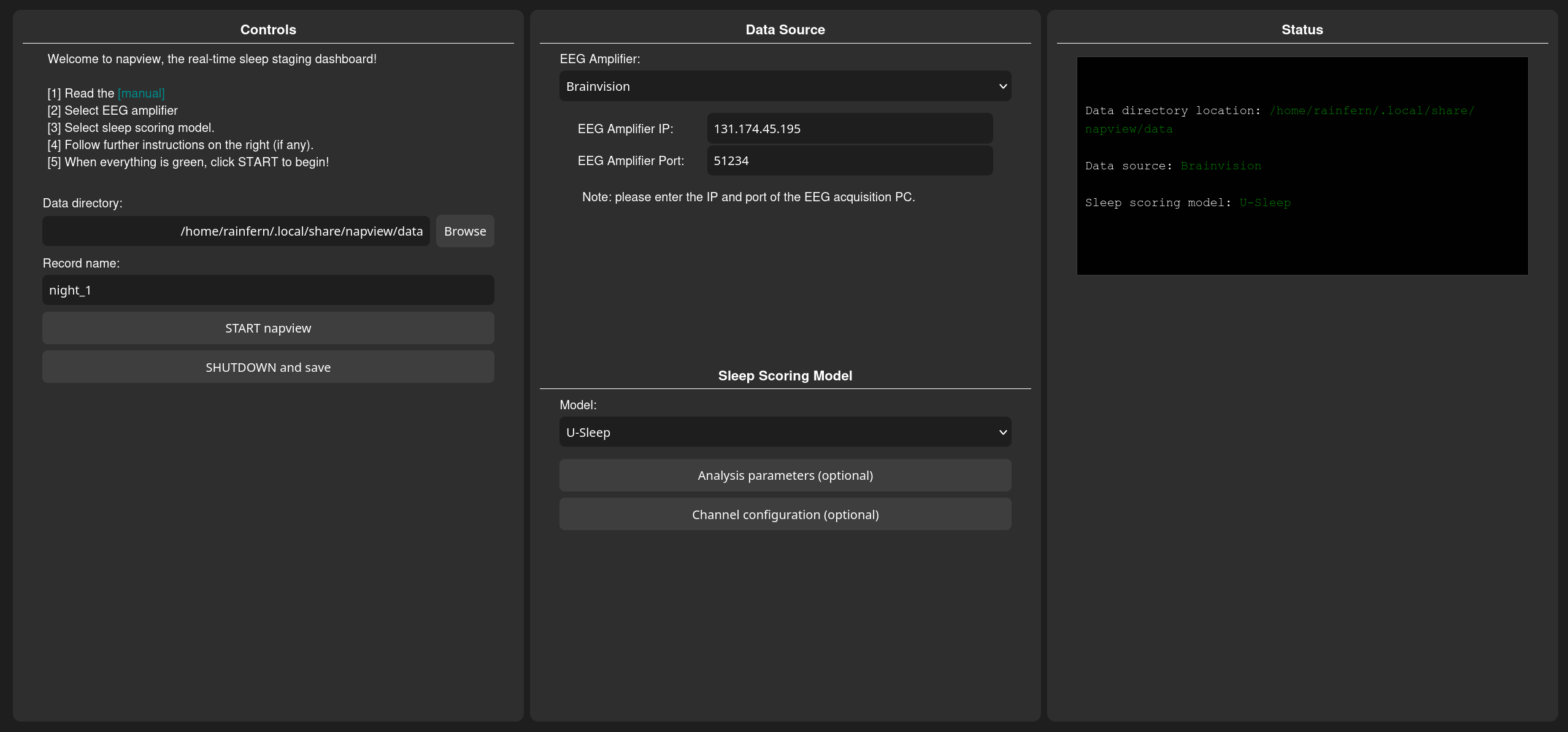 NAPVIEW graphical user interface